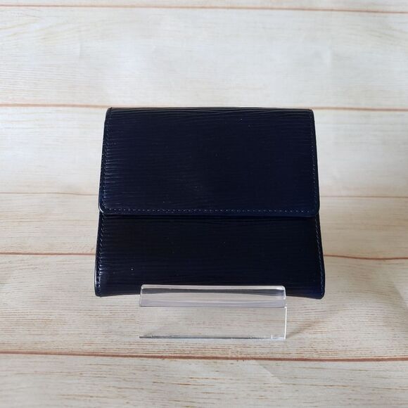 Authentic Vintage Louis Vuitton Epi Trifold Compact Wallet Unisex Black Blue - Picture 2 of 15